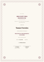 Diploma template with a guilloche border and an engraved serif title