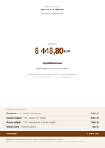 Bonus statement template with the award figure and the calculation behind it